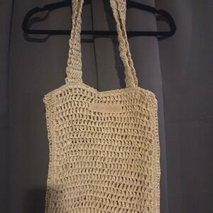 Straw Woven Tote Bag Beach Summer Picnic Carryall